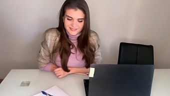 Brutal Office Sex With A Hot Step Mom Who Gives A Handjob And Shows Her Nipples