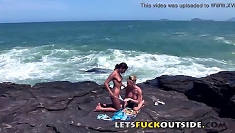Outdoor Adventure: Busty Babes Get Caught In The Act