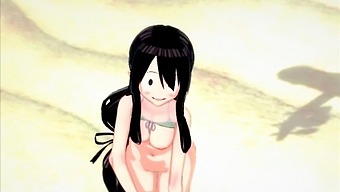 Tsuyu Asui In A Revealing Bathing Suit Craves Passion On The Shore - My Hero Academia