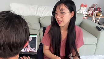 Elle Lee, Asian Medical Student, Reciprocates Her Tutor'S Advances With Pleasure