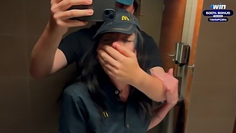Daring Public Encounter In A Restroom Leads To Passionate Sex With A Mcdonald'S Employee After A Spilled Drink - Eva Soda