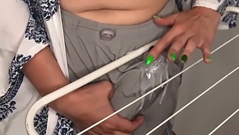 Mature Stepmother'S Intimate Moment With Her Clothes Dryer Observed By Her Stepson
