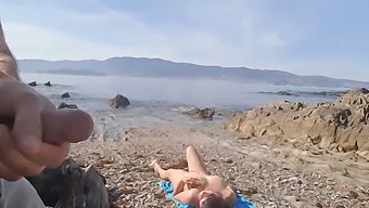 A Daring Man Reveals His Genitals To A Nudist Mature Woman At The Beach, Who Proceeds To Pleasure Him Orally