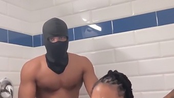 A Mature Woman Enjoys Anal Sex In The Shower With A Black Man
